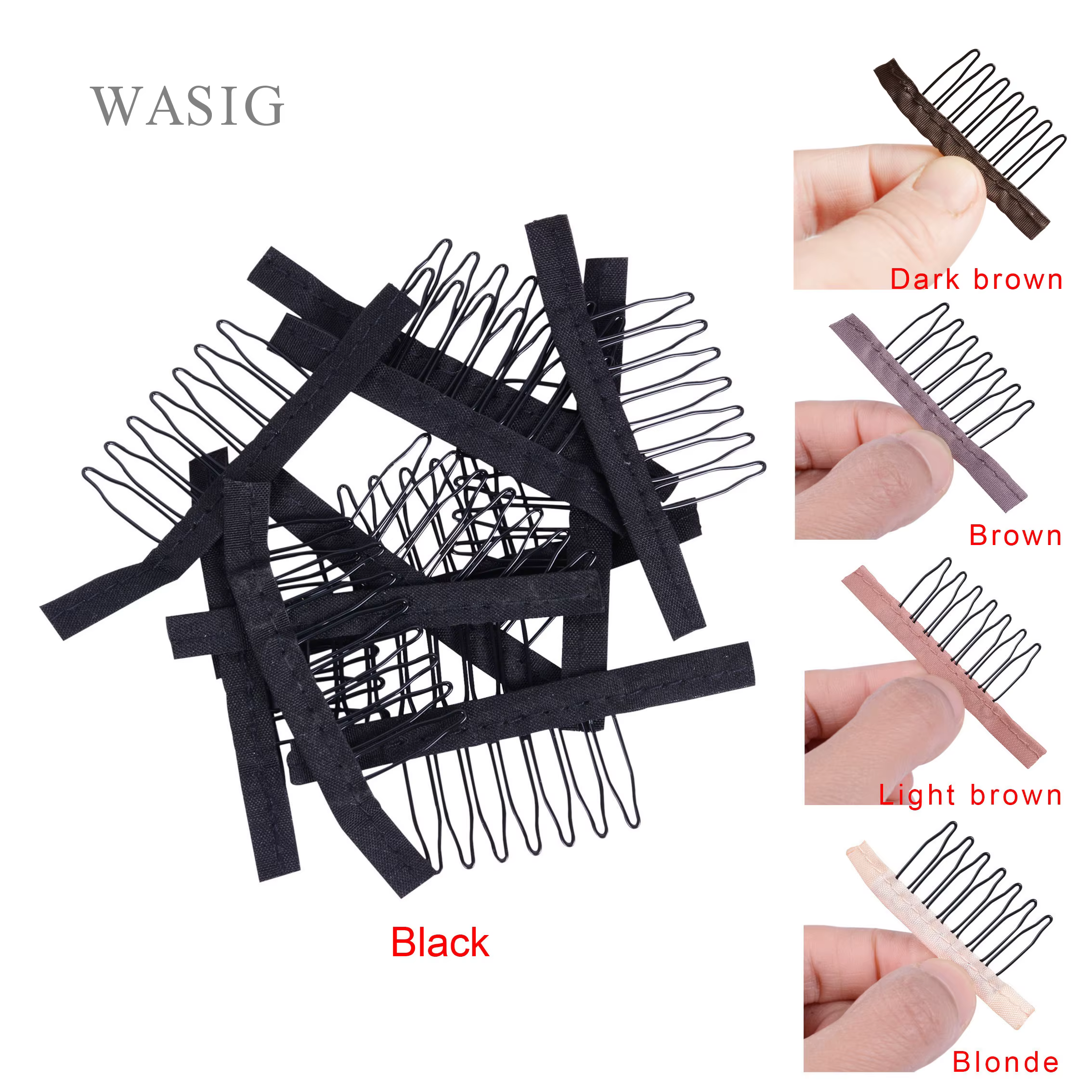Clips pour perruque en dentelle, 5 couleurs, 30 pièces/lot, dents en acier, tissu Polyester Durable,