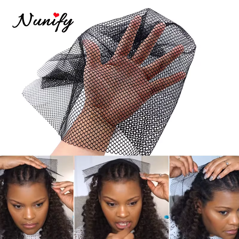 Nunify 1 pièces/lot filets à cheveux de couleur noire femmes toupets de cheveux extensible dentelle