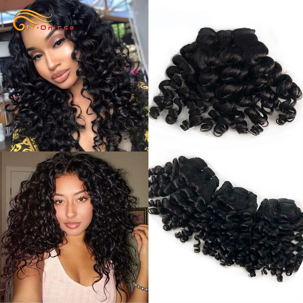 Tissage en lot brésilien naturel Remy bouclé, Extensions de cheveux naturels, rebondissant, Double t