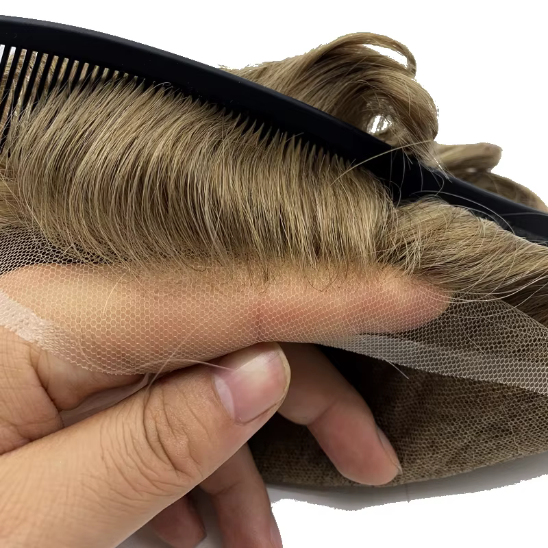 Stock de cheveux dentelle française noeud de blanchiment naissance des cheveux naturelle toupet pour