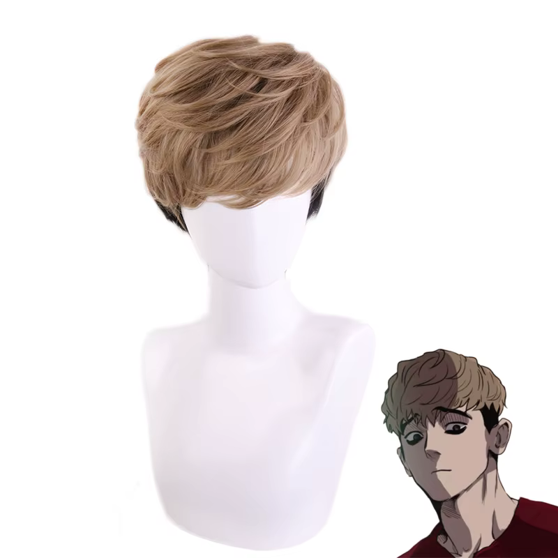 Perruque de Cosplay courte pour hommes, perruque synthétique résistante à la chaleur, nouvelle colle
