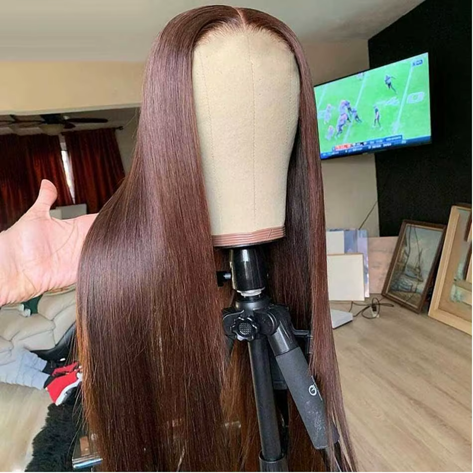 Perruques de cheveux humains avant de dentelle 13x4 HD de couleur brun chocolat de qualité supérieur