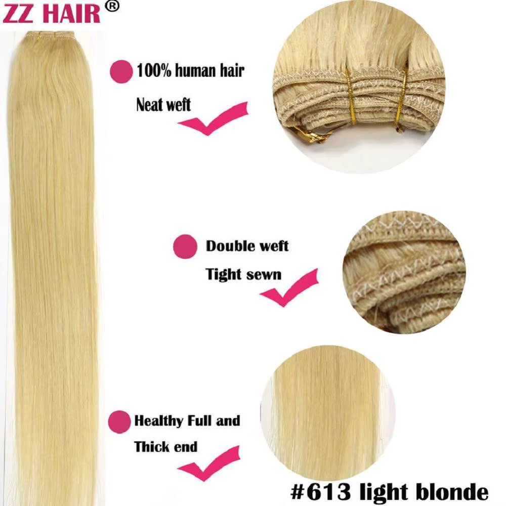 ZZHAIR 100% Extensions de cheveux humains 16 "-24" tissage de trame de cheveux Remy fait à la Machin