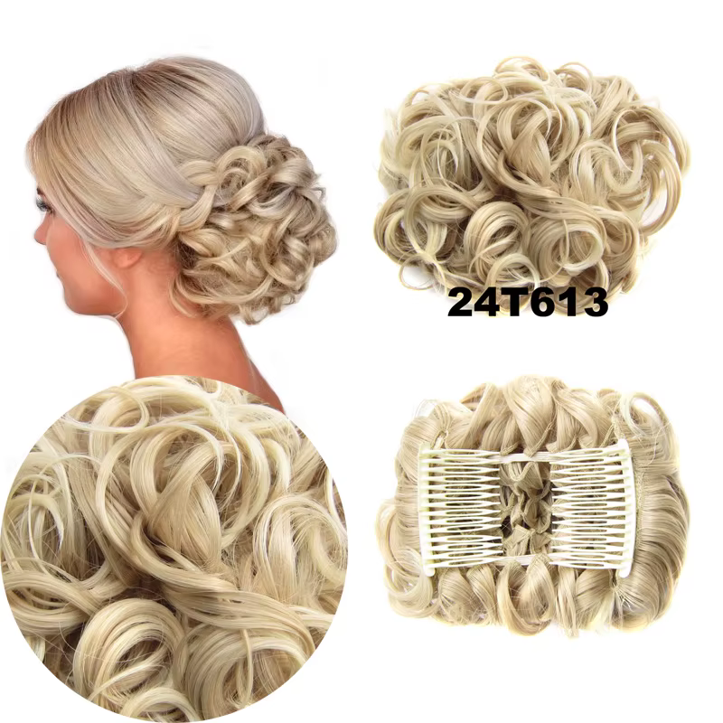 Jeedou synthétique Updos cheveux bouclés Chignon pince sur cheveux Chignon Pad Style rétro femmes po