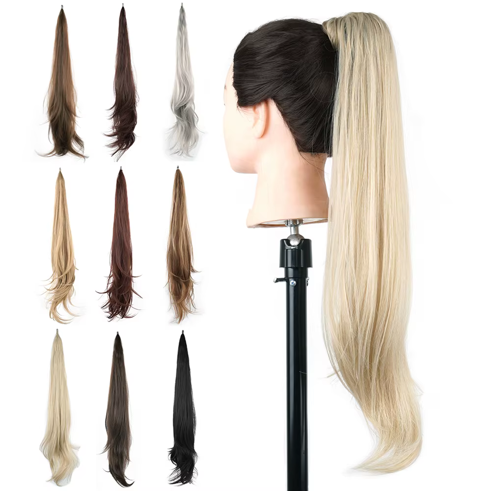 Soowee longue couche queue de cheval Extension de cheveux synthétiques Blonde queue de poney cheveux