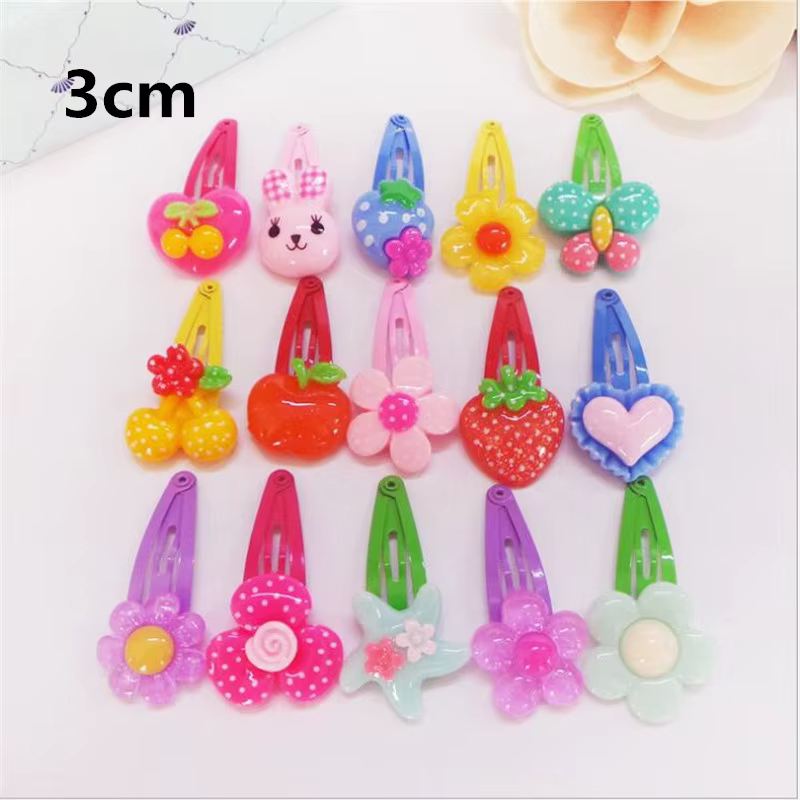 Barrette à la mode pour bébé, 20 pièces, jolie fleur solide, dessin animé, fleur en résine faite à l