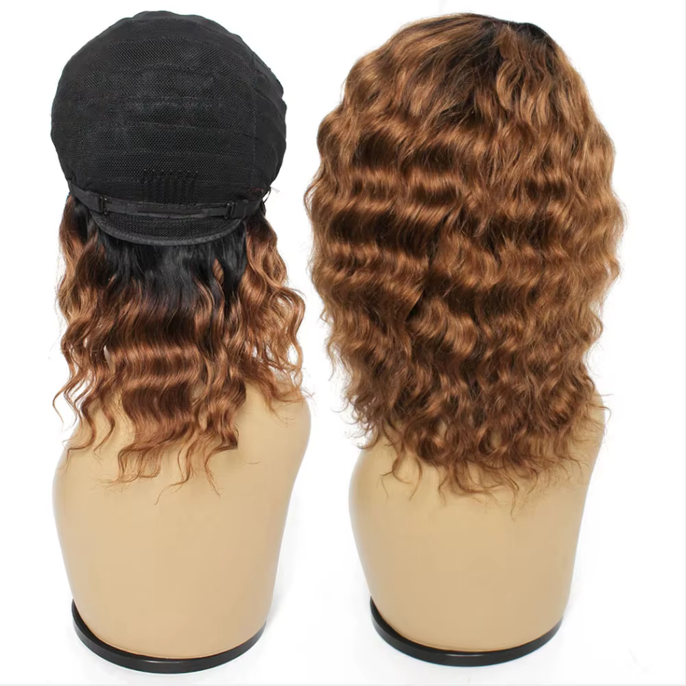 Perruques péruviennes naturelles, ondulées, couleur noire naturelle, ombré, blond miel, 1B 27/30, fa