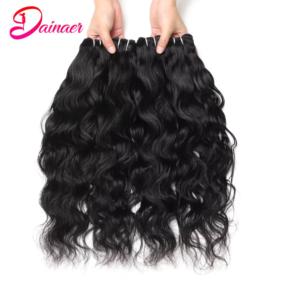 Extensions de cheveux humains vierges indiens, faisceaux de vague naturelle, peuvent être tehonneur,
