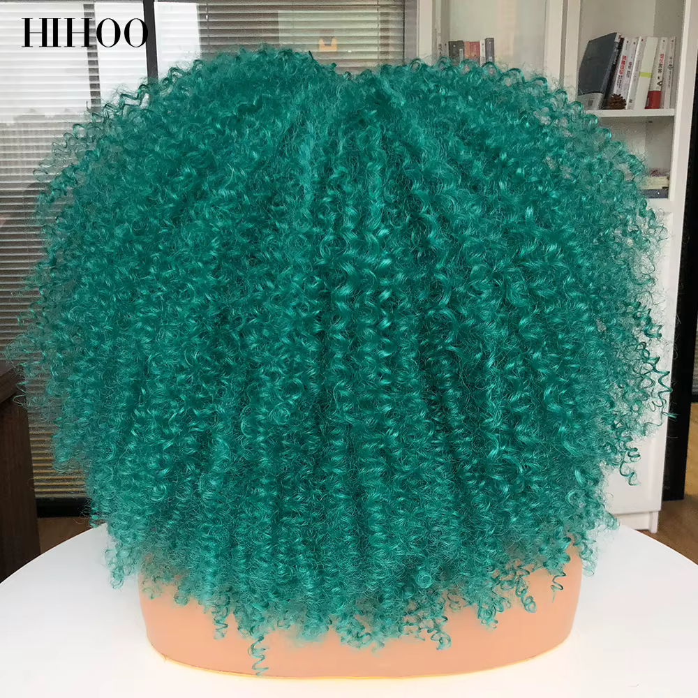 Perruques courtes Afro cheveux crépus bouclés perruques avec frange pour les femmes noires Cosplay L