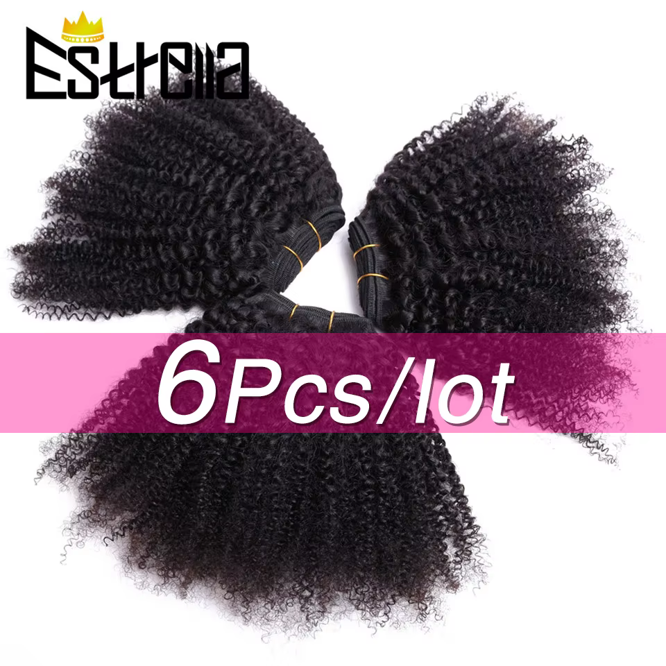 Mèches Afro 100% naturelles Remy crépues bouclées, Extensions de cheveux mongols, 6 pièces/lot, offr