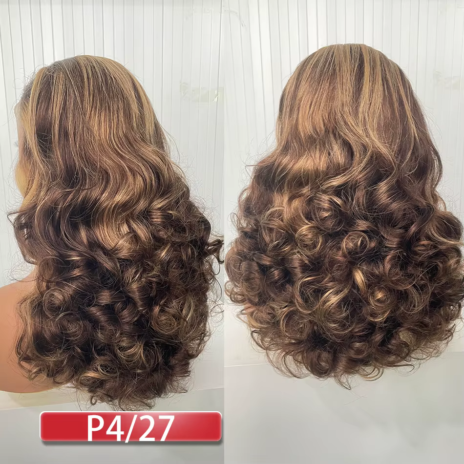 100% cheveux humains 250 densité mettre en évidence Ombre Double dessiné vague de corps gonflable 13