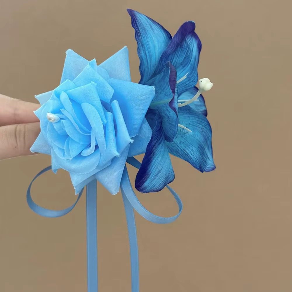 Super mignon pince à cheveux en forme de fleur de lys artificielle, pince latérale bec de canard, ép