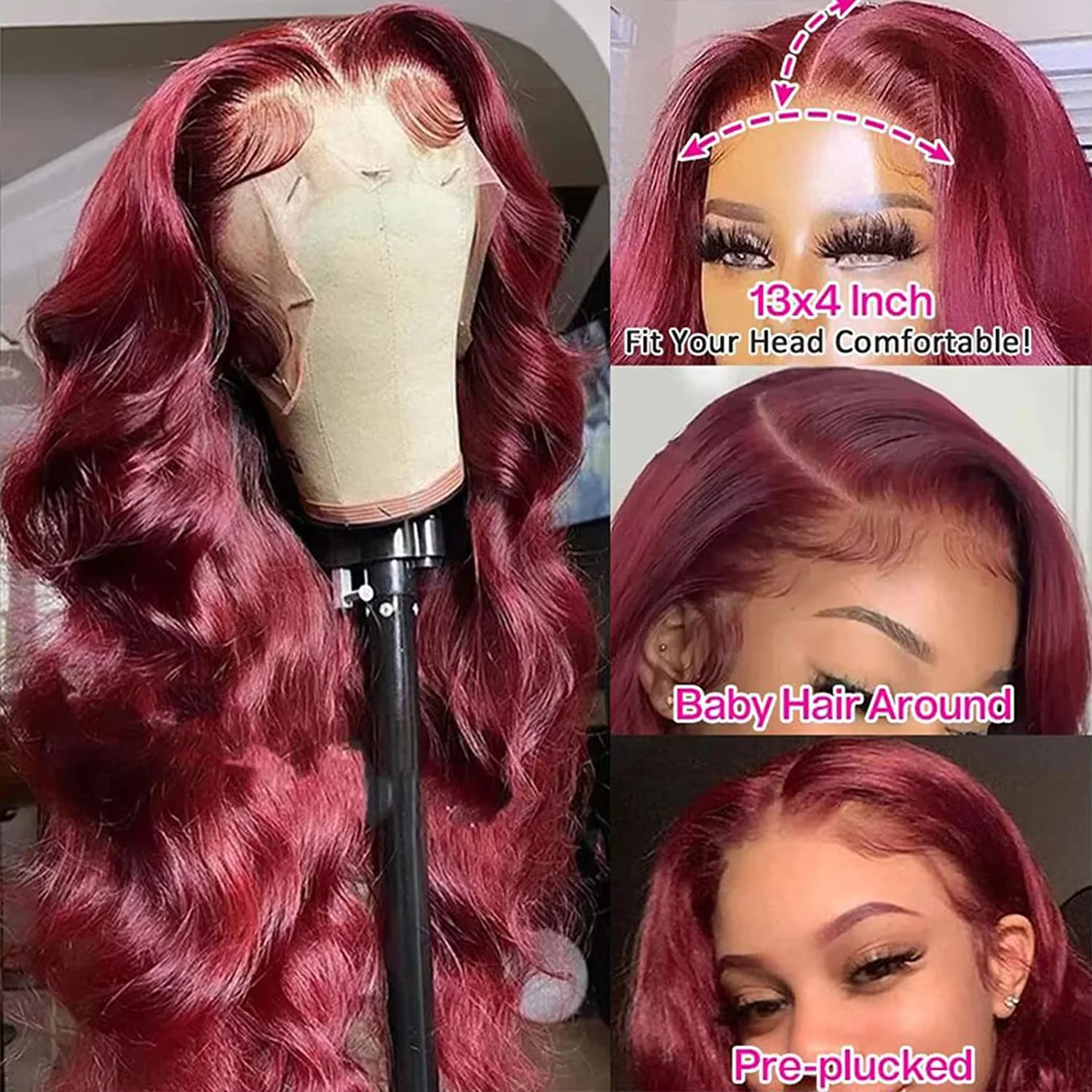 99J bordeaux 13x6 Hd dentelle frontale perruque de cheveux humains vague de corps 13x4 dentelle avan