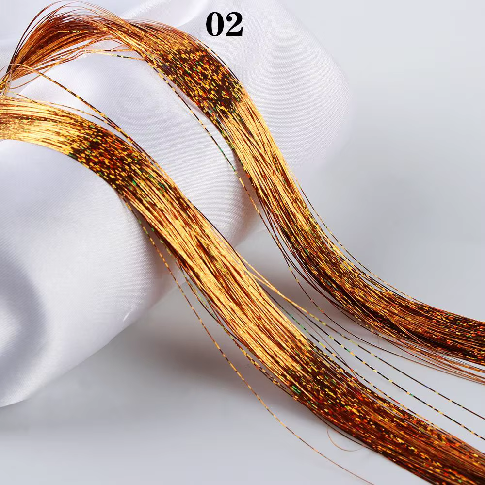 100 brins filles Streak Clubbing brillant Extension de cheveux Bling soie cheveux guirlandes paillet