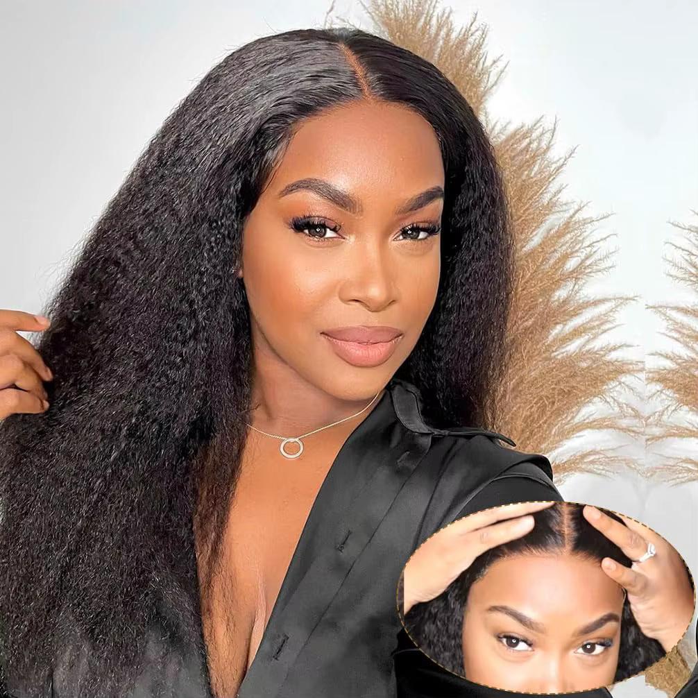 Perruques en cheveux humains lisses Yaki sans colle pour femmes, densité 180, pré-coupées, perruque 