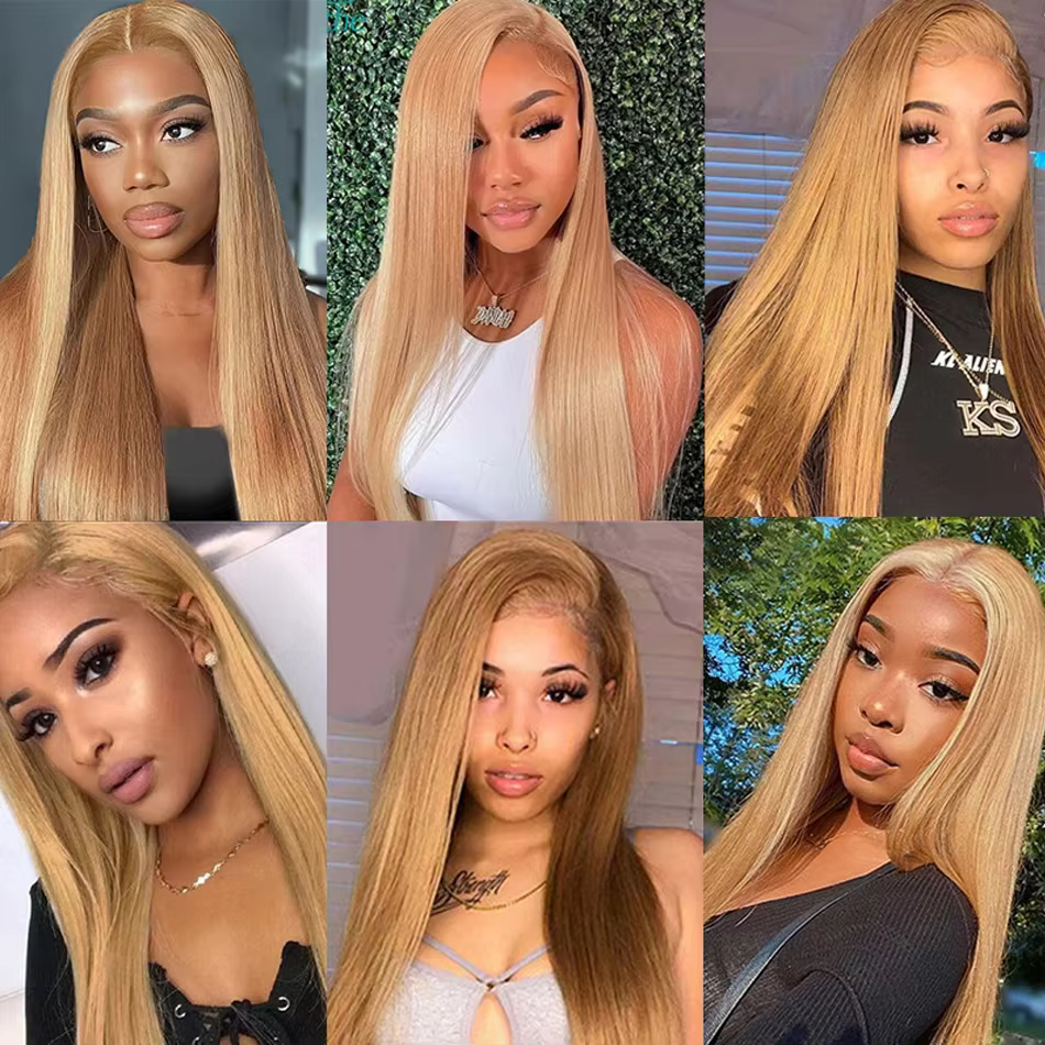Perruque blonde miel droite en os, cheveux humains 13x6 Hd, perruques frontales en dentelle pour fem