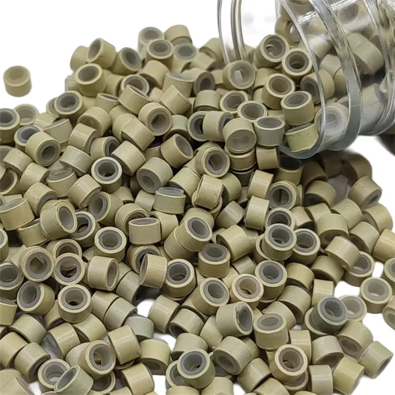 1000 pièces Extensions de cheveux Micro anneaux liens perles 5mm perles doublées de Silicone pour Ex
