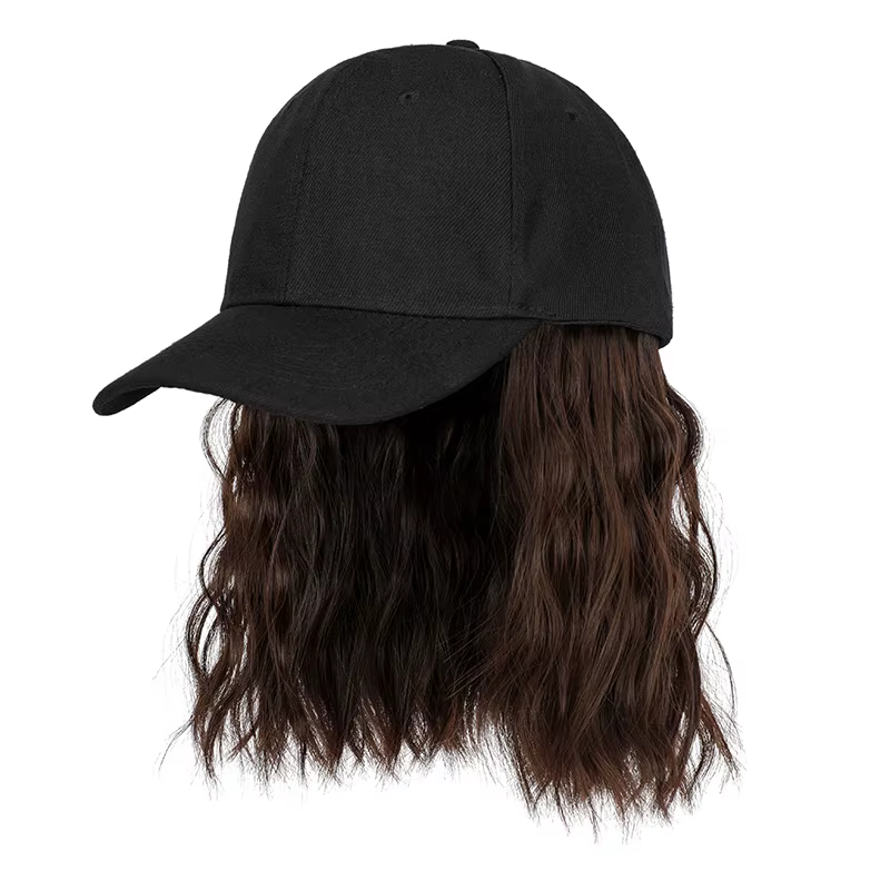 Nouvelle perruque chapeau tendance pour femme, extensions capillaires synthétiques bouclées mi-longu