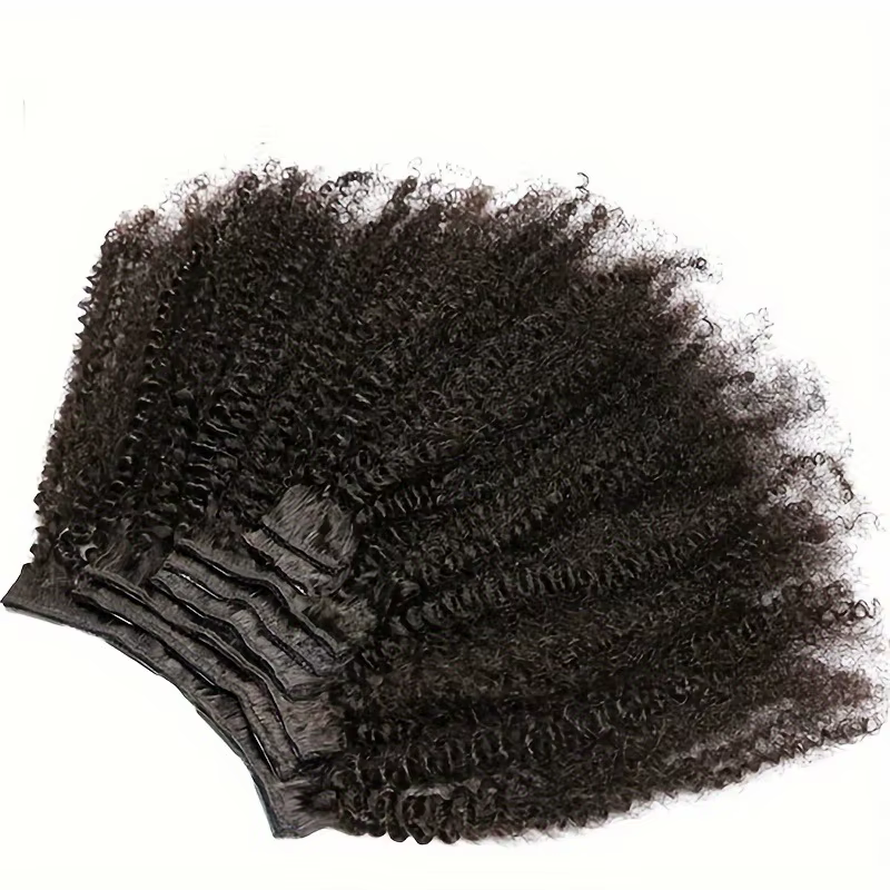 Extensions de cheveux humains vierges 4C à clipser, tissage serré, petites boucles afro crépues, pou