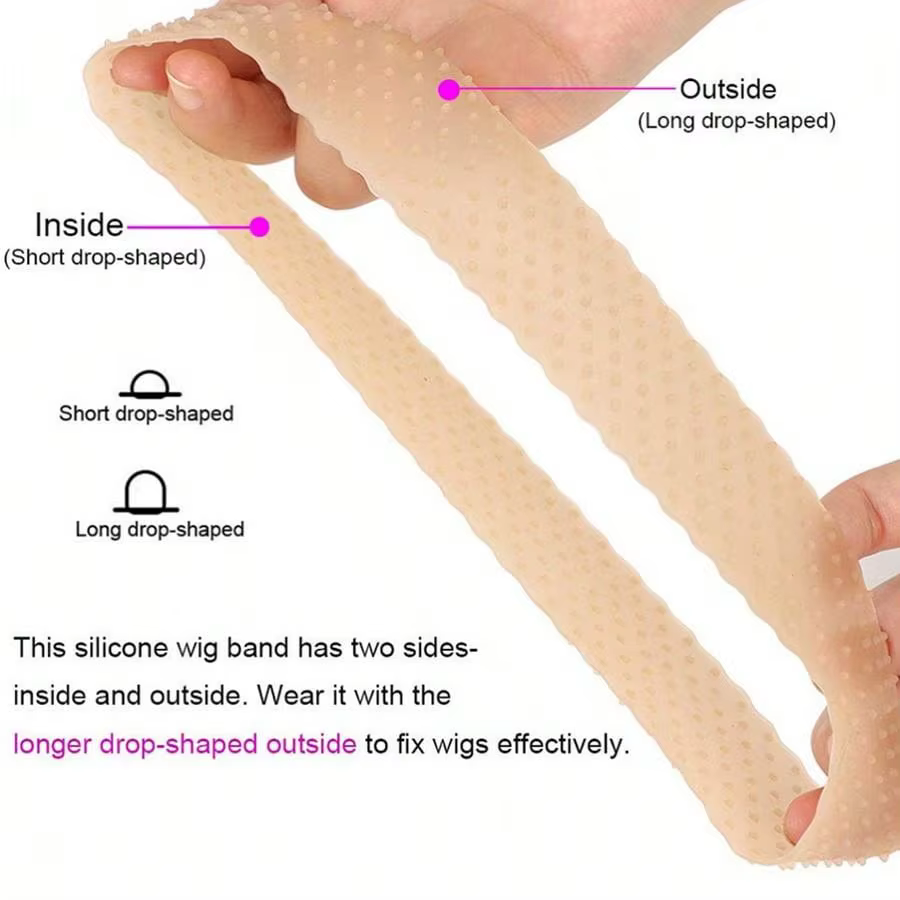 Bandeau de poignée de perruque en Silicone antidérapant, bandeau de perruque Transparent noir marron
