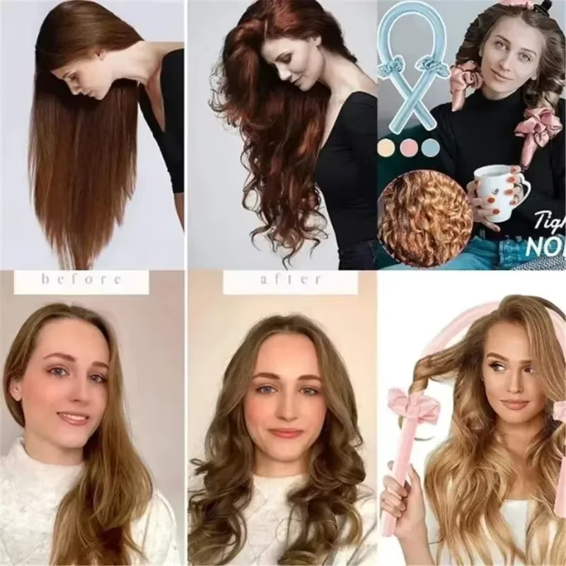 Ensemble de fer à friser sans chaleur, capuchon de nuit, ensemble de rouleaux de cheveux, bigoudis p