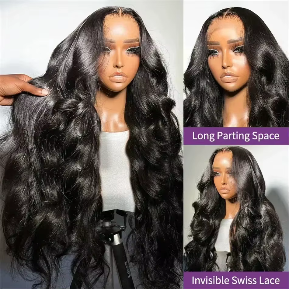 Perruque Lace Front Wig Body Wave naturelle bouclée, cheveux humains, HD, sans colle, 13x6, 13x4, ad