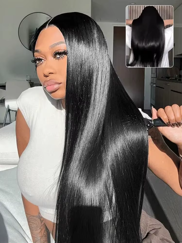 Perruques en cheveux humains 13x6 360 HD Lace Front pour femmes noires, densité 250, lisses comme de