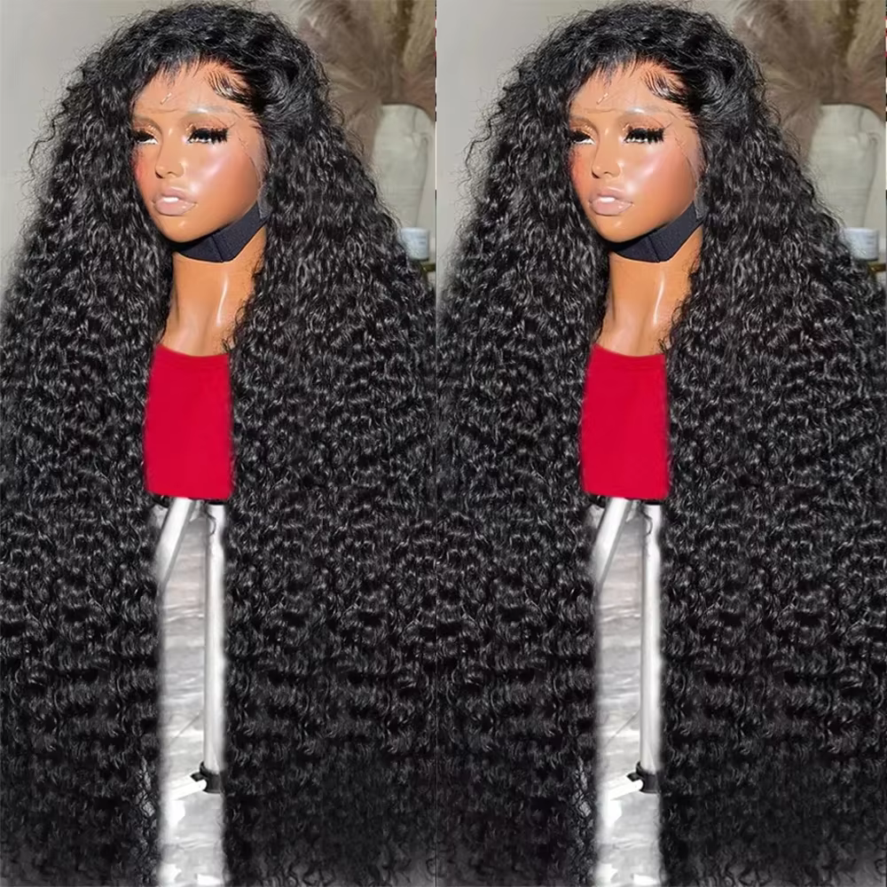 Perruque Lace Front Wig Remy Deep Wave 220% Naturelle, Cheveux Humains, 13x4, 13x6, 50-52 Pouces, 36