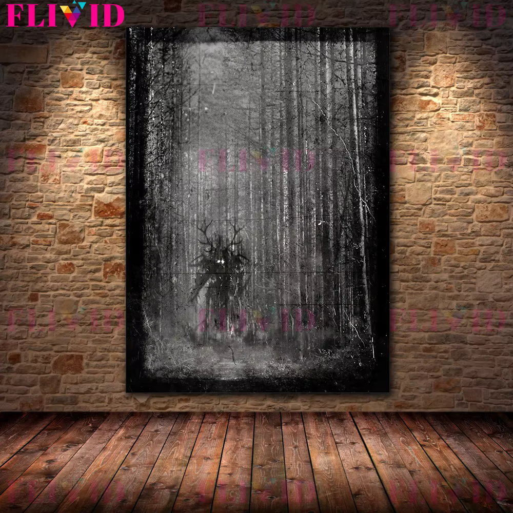 Peinture sur toile d'art mural vintage, une ombre dans la forêt, des Wraiths, fantôme d'horreur, aff