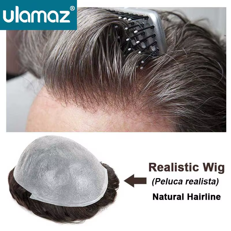 Prothèse capillaire réaliste pour homme, ultra-fine 0,02-0,03 mm, système capillaire indétectable po