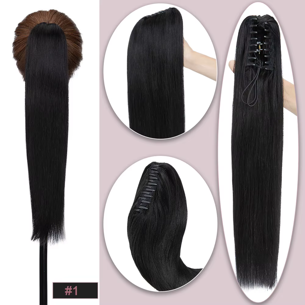 SEGO-Extension de queue de cheval à griffes pour femme, cheveux humains, postiches droites, blond br