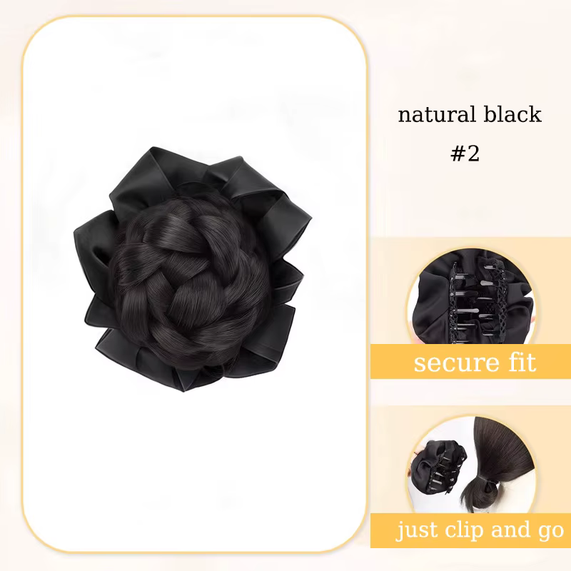 Extensions de chignon tressées synthétiques, perruque à pince à griffes en forme de bourgeon de fleu