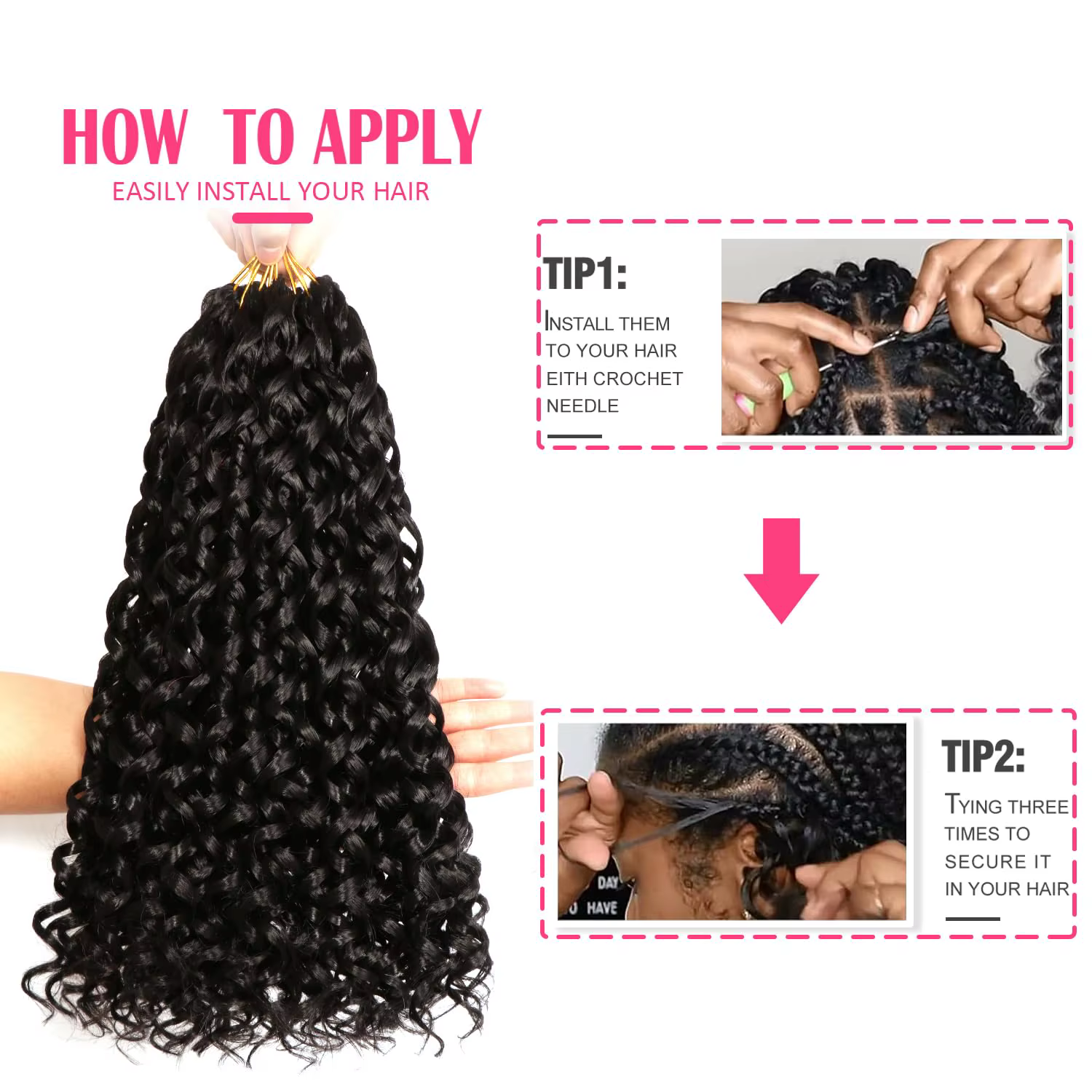 GoGo Curl Crochet cheveux pour femmes noires courte plage Curl bohème Crochet tresses naturel noir v