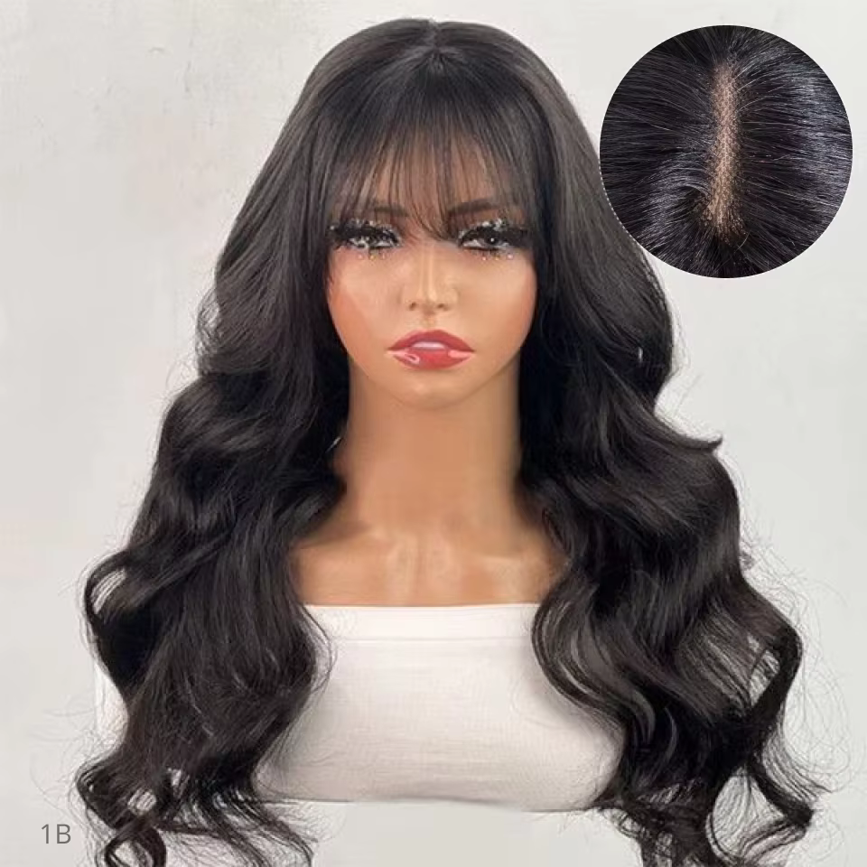 Perruque Lace Frontale TOP Line 3x1 avec frange, ondulations naturelles, 100% cheveux humains brésil