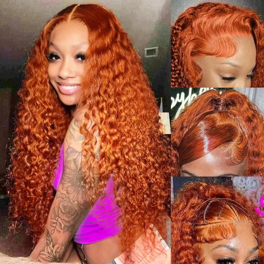 Perruques de cheveux humains Deep Wave 30 36 pouces, densité 250%, avec dentelle frontale 13x6, coul