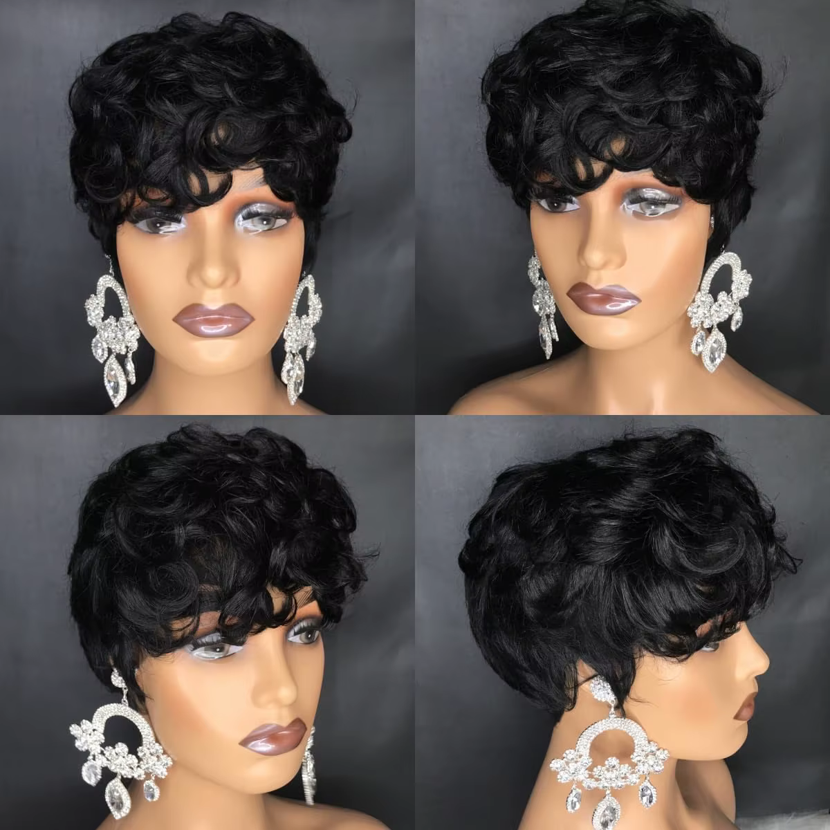 Perruques courtes Pixie pour femmes noires perruques courtes noires bouclées Pixie perruques de chev