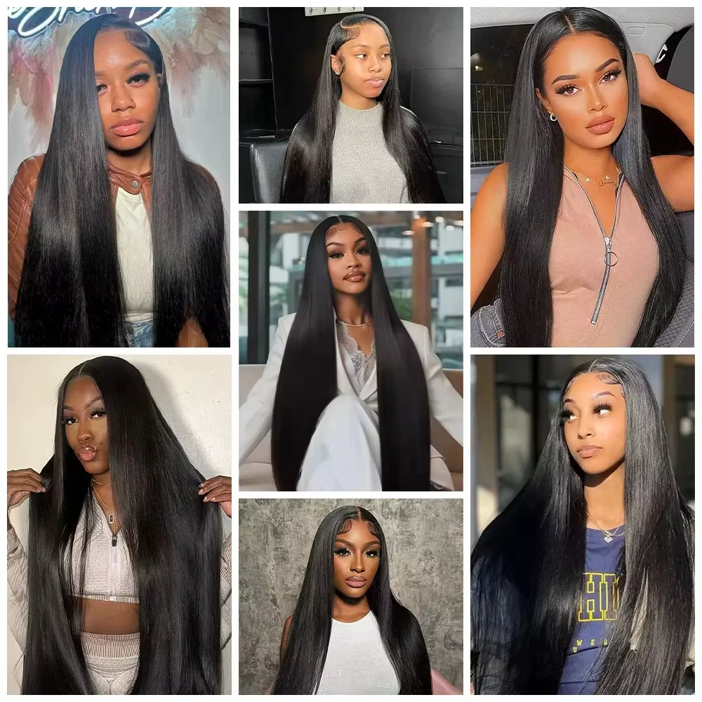 Perruque en cheveux humains lisses de 32 pouces de long, densité 220, perruque en V, perruques U-Par