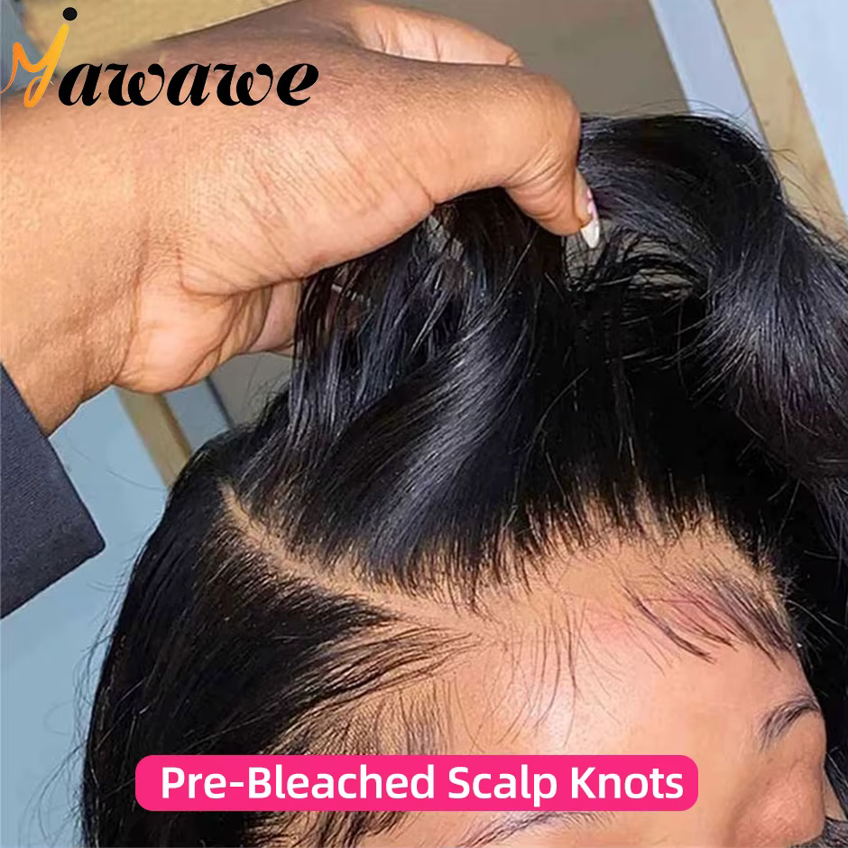YAWAWE noeuds pré-blanchés perruque sans colle prêt à porter perruques droites pré-plumées cheveux h