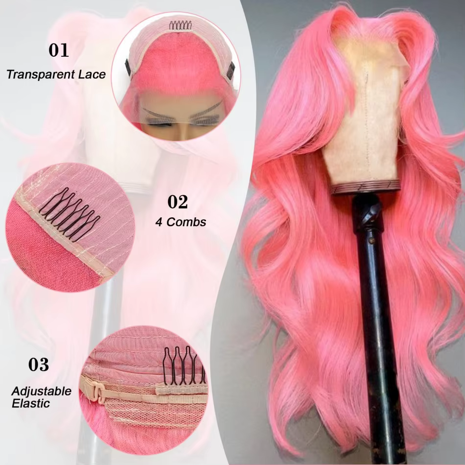 Perruque rose Hd dentelle perruque 13X6 cheveux humains 13X4 vague de corps dentelle avant perruques