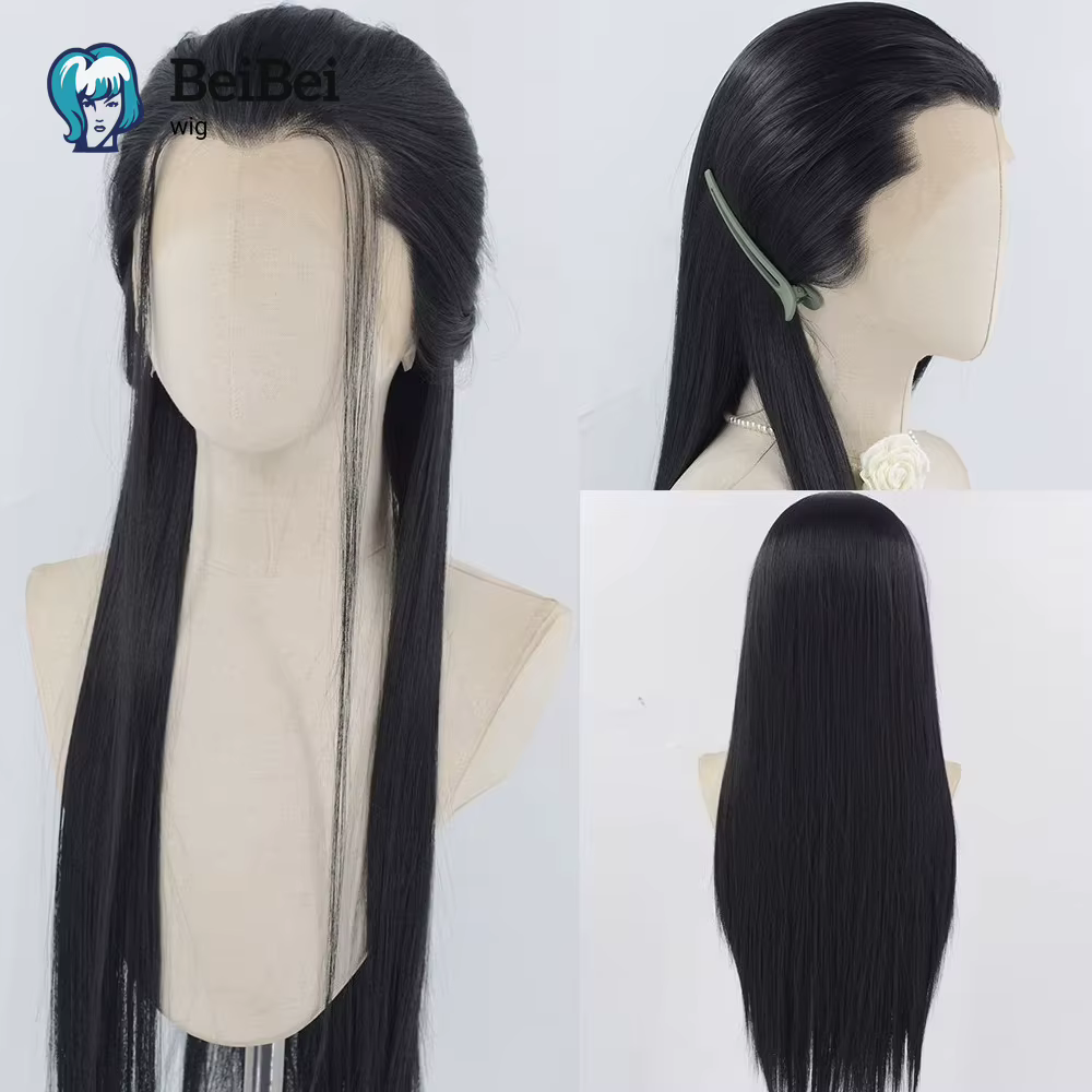 Perruque Lace Wig synthétique 13*4 pour Cosplay, perruques longues et lisses, coiffures traditionnel
