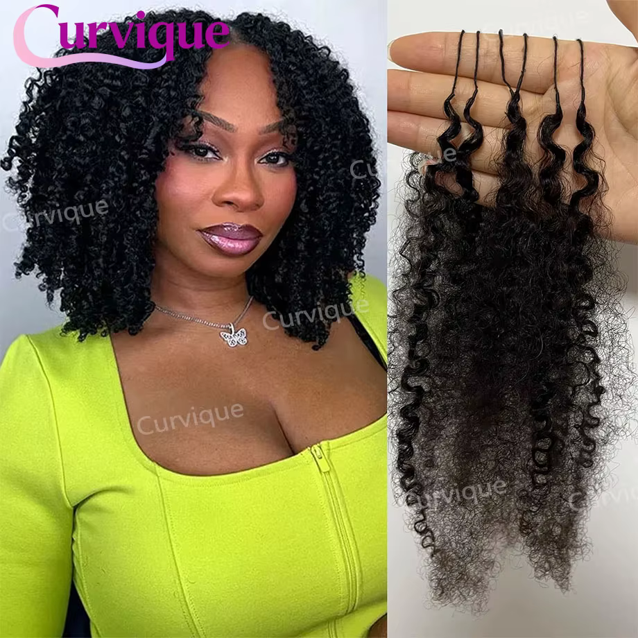 Extensions de cheveux humains bouclés au crochet, style boucles birmanes, pré-séparées, sans nœuds, 