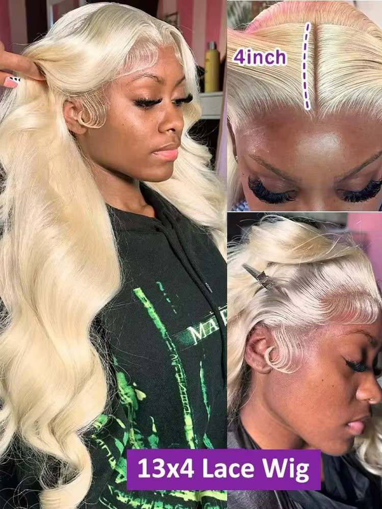 Perruque Lace Front Wig Body Wave Naturelle Blonde, Cheveux Colorés, 13x6, 13x4, HD 613, 30 Pouces,