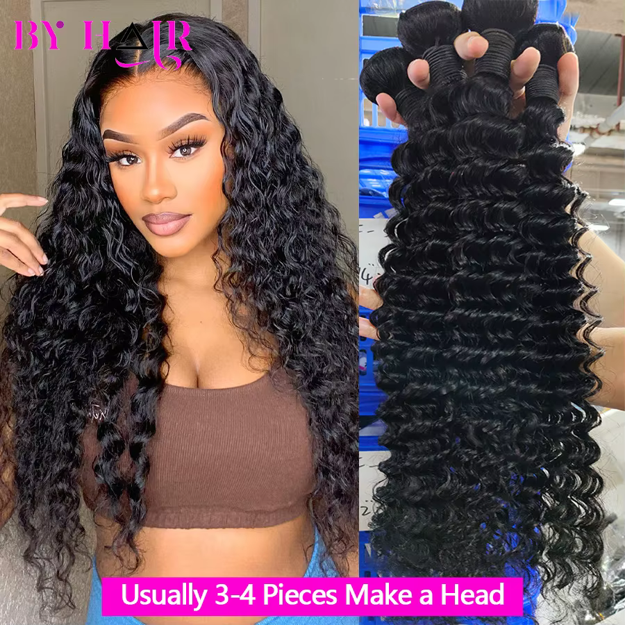 Tissage Humain Hair 28 30 32 Pouces Deep Wave Tissage Bouclé Cheveux Humain Tissage 100% Humaine Che