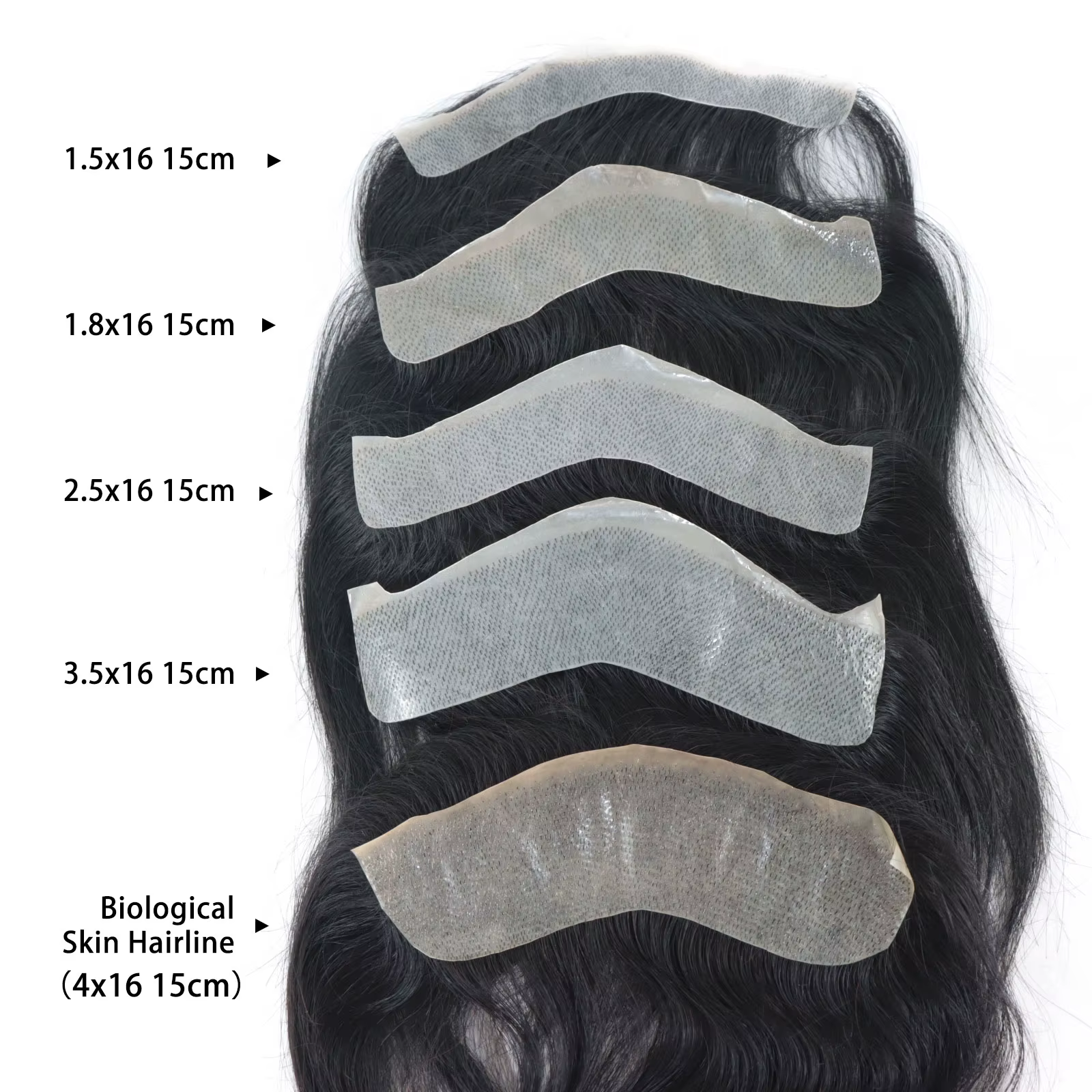 Toupet de ligne de cheveux frontale grise pour hommes, cheveux naturels, boucle en V, peau Ultra fin