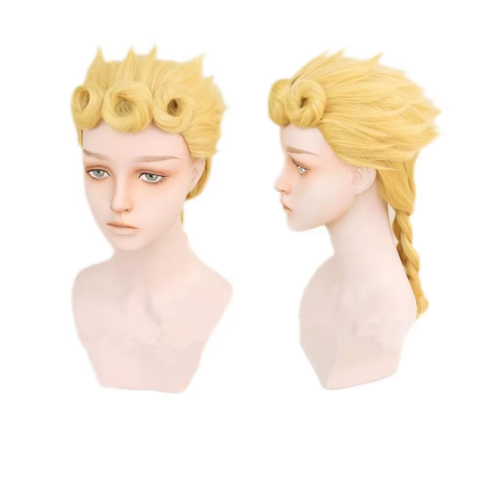 Cosplay Giorno Giovanna perruque dorée Cosplay cheveux coiffés Halloween jeu de rôle GIOGIO + bonnet