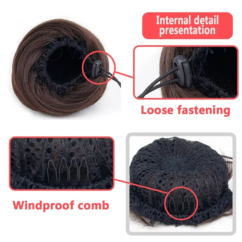 WIGSIN – Chignon synthétique court et lisse, Extension capillaire à Clip, postiche noire et brune po