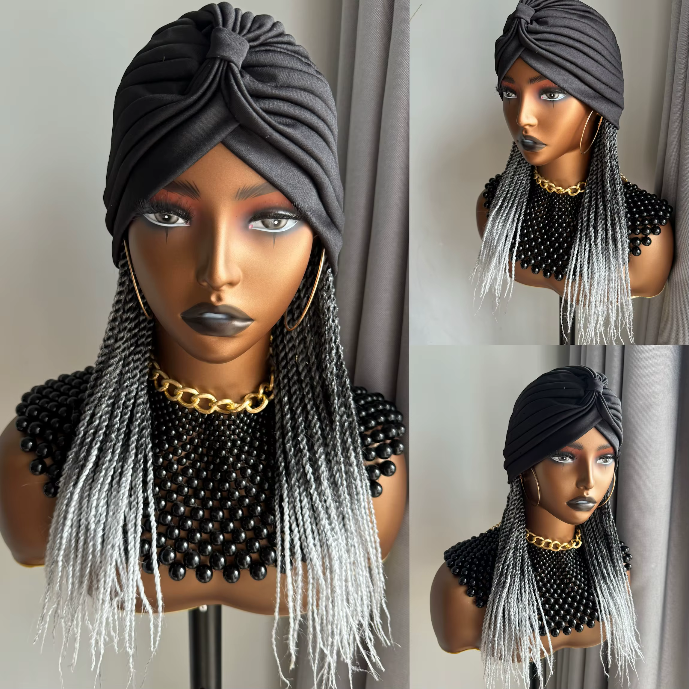 WIGERA-Perruque Synthétique Tressée avec Turban pour Femme, Extensions de Cheveux Tressés, Bandeau S