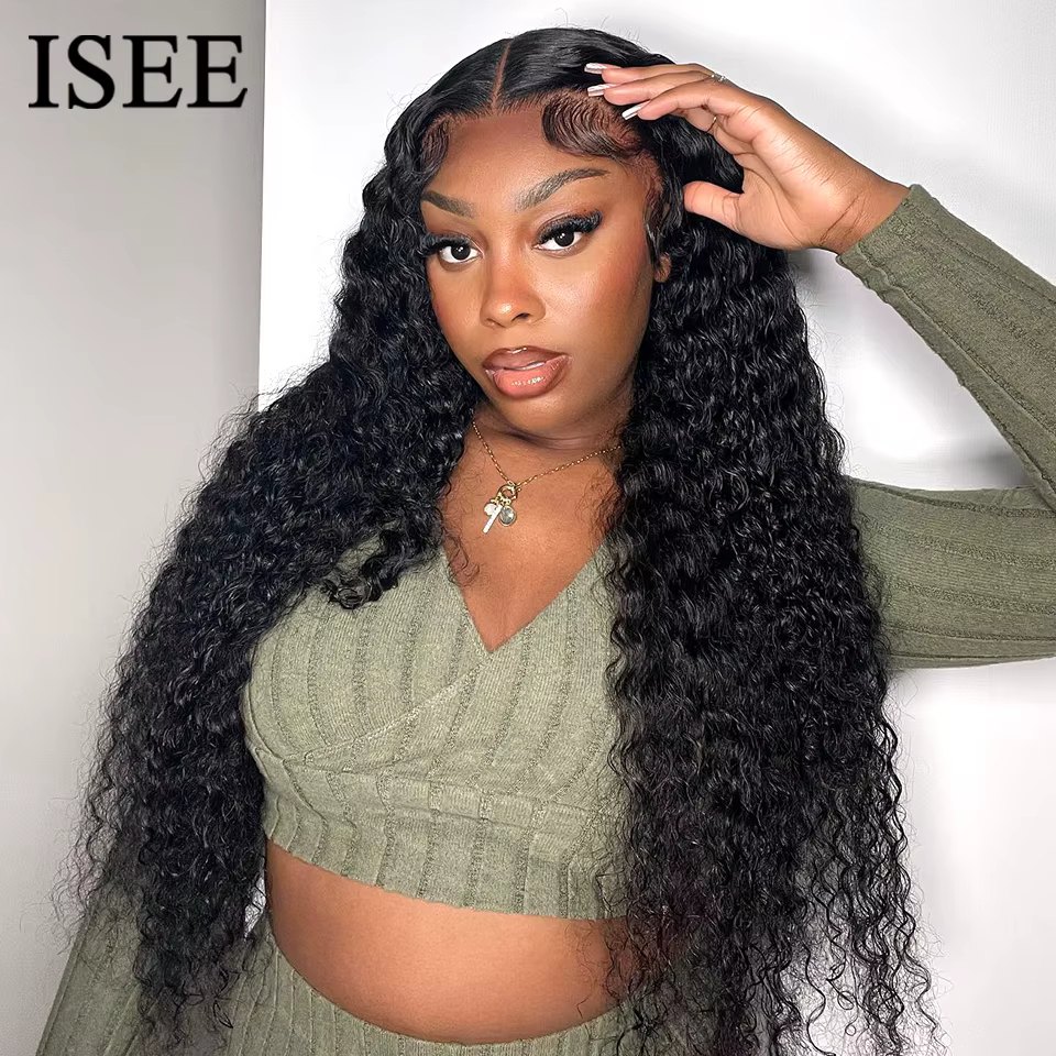 Perruque ISEE HAIR transparente à ondulations aquatiques sans colle, perruque frontale en dentelle 1