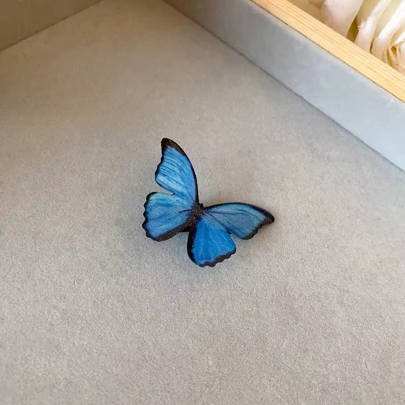 Pinces à cheveux papillon bleu Vintage pour femmes et filles, 1 pièce, frange douce et polyvalente,