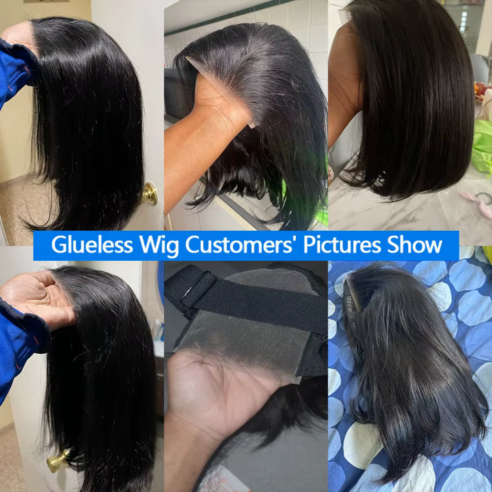 Bob sans colle perruque cheveux humains prêt à porter courte Bob perruque dentelle avant perruques d